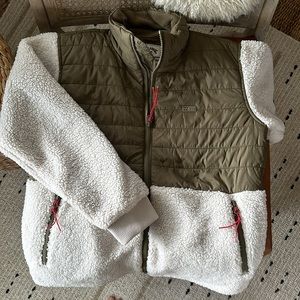 Billabong A/V Green and Cream Fleece Zip-Up Jacket